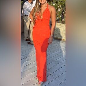Elegant Orange Maxi Dress
